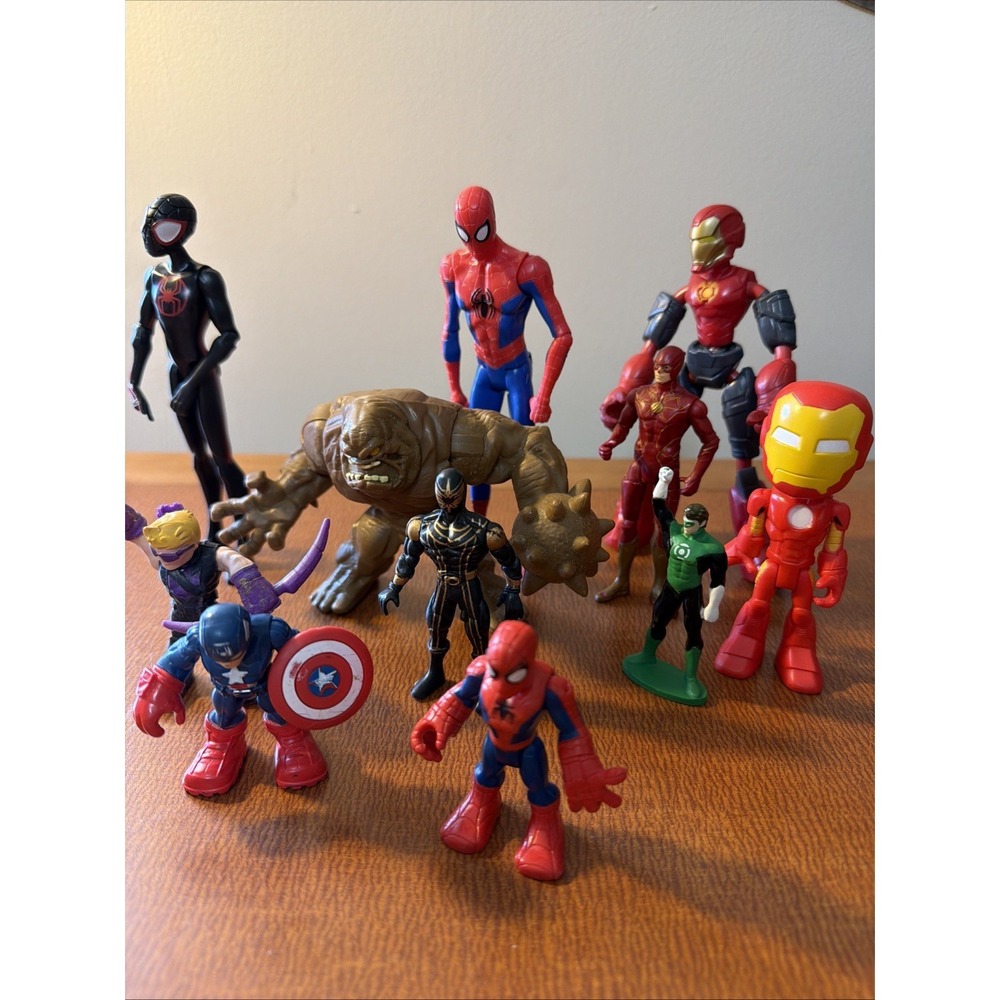 Marvel & DC Comics Super Hero Figures Mixed Brands Lot Of 11 Playskool Hasbro